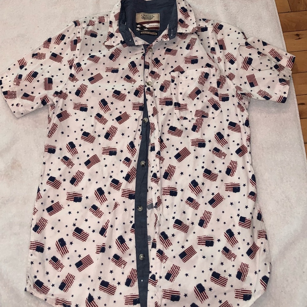 Straight faded button up short sleeve shirt